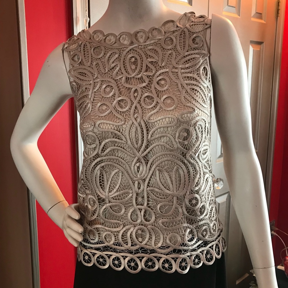 Soft silk beige embroidered top.